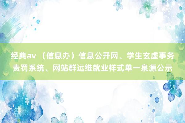 经典av （信息办）信息公开网、学生玄虚事务责罚系统、网站群运维就业样式单一泉源公示