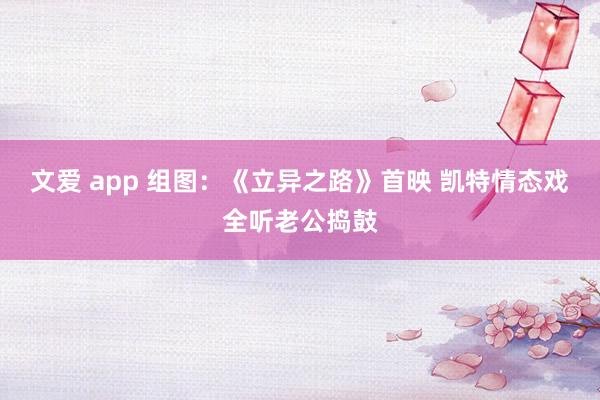 文爱 app 组图：《立异之路》首映 凯特情态戏全听老公捣鼓