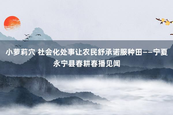 小萝莉穴 社会化处事让农民舒承诺服种田——宁夏永宁县春耕春播见闻